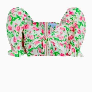 Hill House - Isabella Top - Pink Roses Poplin - S